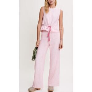 Maje Tweed Lirosa Tank and Pirose Pants Set, Pink/White, Size X-Large